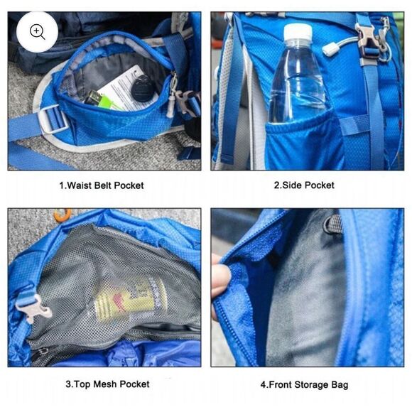 Ergonomic Camping‎ Hiking 40L Blue 420D Nylon Internal Frame Waterproof Backpack main image 8
